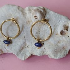 Kolczyki Plates Blue - srebro 925 pokryte 24k złotem