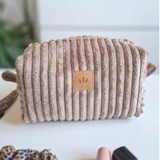 Sztruksowa kosmetyczka kostka Ciemny Beż