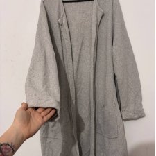 Szary długi kardigan XXL C&A, bawełna z akrylem, kieszenie, miękki i wygodny