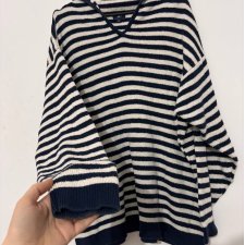 Sweter marynistyczny w paski z kapturem  bawełna JP Collection Rozmiar 6XL / 52 / 24