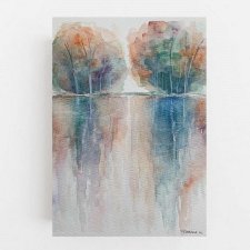 Drzewa- obraz akwarela