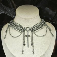 Naszyjnik chainmaille miecz stal 30,2+9cm gothic punk choker