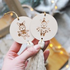 Zawieszki na choinkę chwosty - 4 szt. | Zestaw ozdób choinkowych