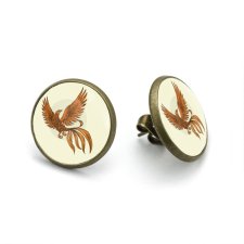 Kolczyki sztyfty Feniks – ognisty ptak symbol odrodzenia, ręcznie robione