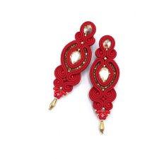 Kolczyki sutasz czerwone ze złotem "Ismara" wieczorowe z kryształkami