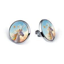 Kolczyki sztyfty Jednorożec tęczowy bajkowy motyw ręcznie robione