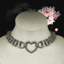 Choker chainmaille SERCE stal chirurgiczna 38 cm gothic punk