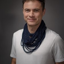 Naszyjnik dzianinowy - ciemny granat (uniksex)