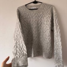 Szary sweter PRIMARK CARES, pleciony wzór, miękki, oversize M/L