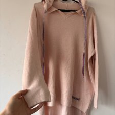 Pudrowy sweter z kapturem Monnari, modal/wiskoza/angora, długi, XL/XXL