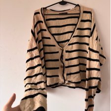 Beżowy kardigan w paski LCW Maternity, oversize, miękki, XL