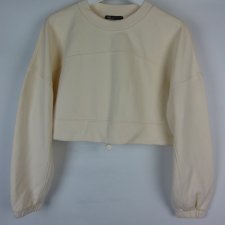 Zara krótka bluza oversize bawełna poliester ecru / S