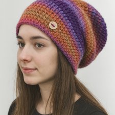 Kolorowa gruba czapka zimowa smerf ręcznie robiona
