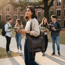 EKSKLUZYWNA TOREBKA Z NATURALNEJ SKÓRY - CIEMNOBRĄZOWA