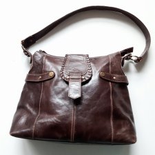 Brązowa Torebka na Ramię Skóra Naturalna The Monte