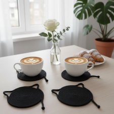 Podkładki pod kubek ze sznurka Koty rękodzieło na prezent PS23