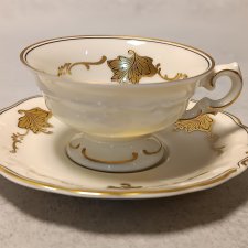 KPM Krister Friederike Filiżanka Duet Śląsk Reliefy Złoty Liść Silesia