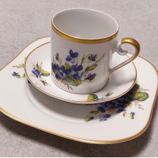 HACKEFORS Śniadaniówka Kolekcjonerska Filiżanka Trio Fiołki Szwecja