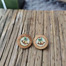 Drewniane kolczyki świąteczne - Złote Dzwonki