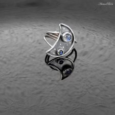 Pierścionek srebrny Księżyc labradoryt kamień księżycowy