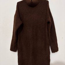 Brązowy długi sweter golf oversize Primark, przytulny miękki fason S/M