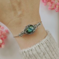 Bransoletka Labradoryt stal chirurgiczna handmade wirewrapping