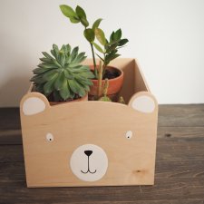MIŚ DREWNIANY POJEMNIK NA KARTKI A4