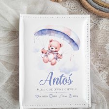 MIŚ ZE SPADOCHRONEM personalizowany prezent na chrzest roczek METRYCZKA URODZENIA