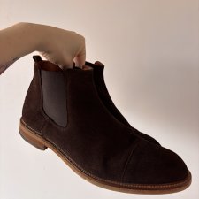 Skórzane sztyblety brązowe Vistula r. 45, zamsz na zewnątrz, skóra wewnątrz