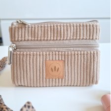 Dwustronny sztruksowy portfel Beżowy