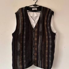 Wełniany vintage bezrękawnik Paolo Negrato – 80% wełna merynosowa XL XXL