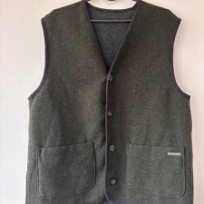 Chevy – elegancka kamizelka wełniana M z szeroką kontrastową lamówką XL XXL