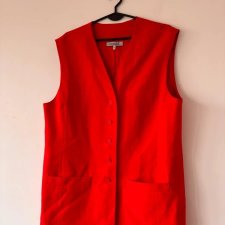 Czerwona długa kamizelka David K. z wełną i lamą, elegancki klasyczny model