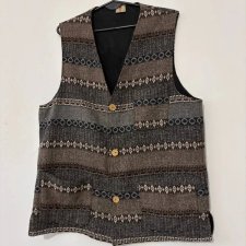 BASTA – etno kamizelka męska podszyta, drewniane guziki, r. L/XL