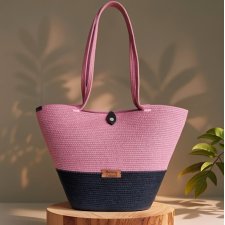 Torebka koszyk ze sznurka z zapięciem polskie rękodzieło TS01-01z