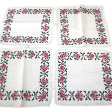 LNIANE RETRO serwetki  haft PRL 4szt