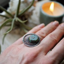 Turkusowa laguna - asymetryczny srebrny pierścionek z turkusem