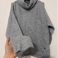 Ciepły niebieski sweter bluemotion z golfem oversize miękka przędza casual zimowy Blue Motion Rozmiar XXL / 44 / 16