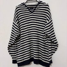 Sweter marynistyczny w paski z kapturem JP Collection bawełna oversize 6XL / 52 / 24