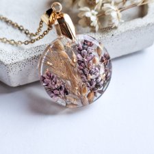 Wisiorek z żywicy suszone kwiaty polne