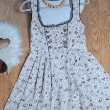 Sukienka folk kwiaty rozkloszowana vintage/ dirndl dress M * cottagecore folk vintage style