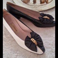 Eleganckie skórzane czółenka vintage  39 [ elegant leather boots vintage * 80s Vintage chic