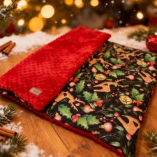 Świąteczny kocyk - czerwony minky