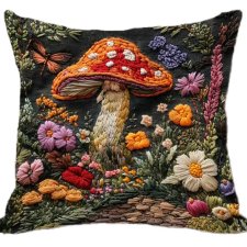 Poszewka na poduszkę w stylu Vintage dwustronna Muchomor Las prezent Cottage Folk kwiaty Woodland