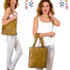 RĘCZNIE USZYTA duża prostokątna TOREBKA z ekoskóry