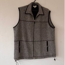 Szara kamizelka zapinana na zamek, kieszenie, regulowany dół, unisex