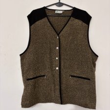 Beżowo-czarna kamizelka Surprise XL XXL, miękki materiał, kieszenie na zamek