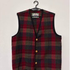 Ciepła wełniana kamizelka w kratę Club D’Amingo  vintage