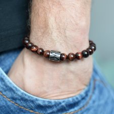 bransoletka męska z  bawolego oka ze stalą szlachetną