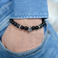 BRANSOLETKA VADER z turmalinu, onyksu, lawy ze stalą szlachetną